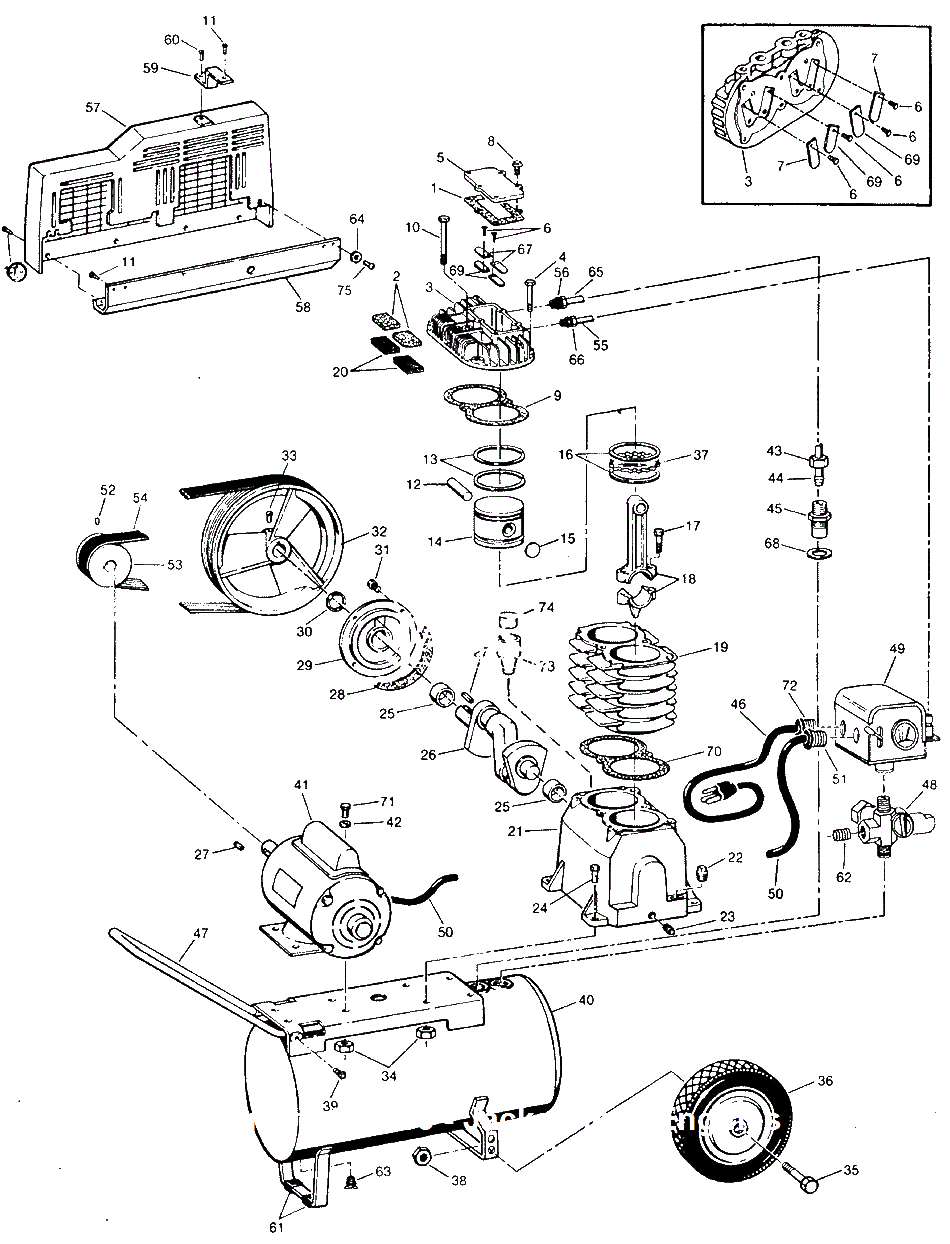 Air-Compressor Parts Diagram and Parts List for FL3504-02  Campbell Hausfeld Compressor